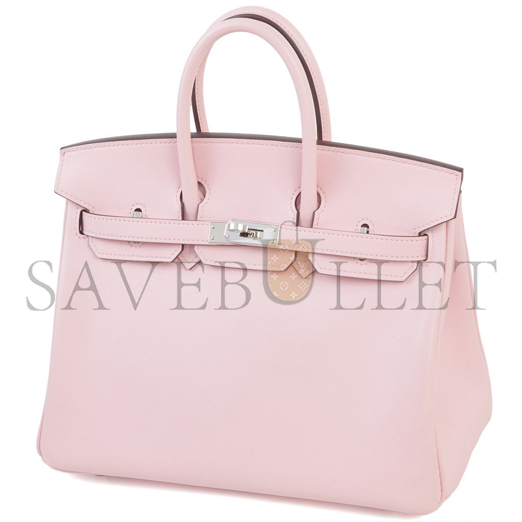 HERMÈS BIRKIN 25 SWIFT LEATHER 3Q CHERRY BLOSSOM SILVER BUCKLE H049362CK3Q (25*20*13cm)